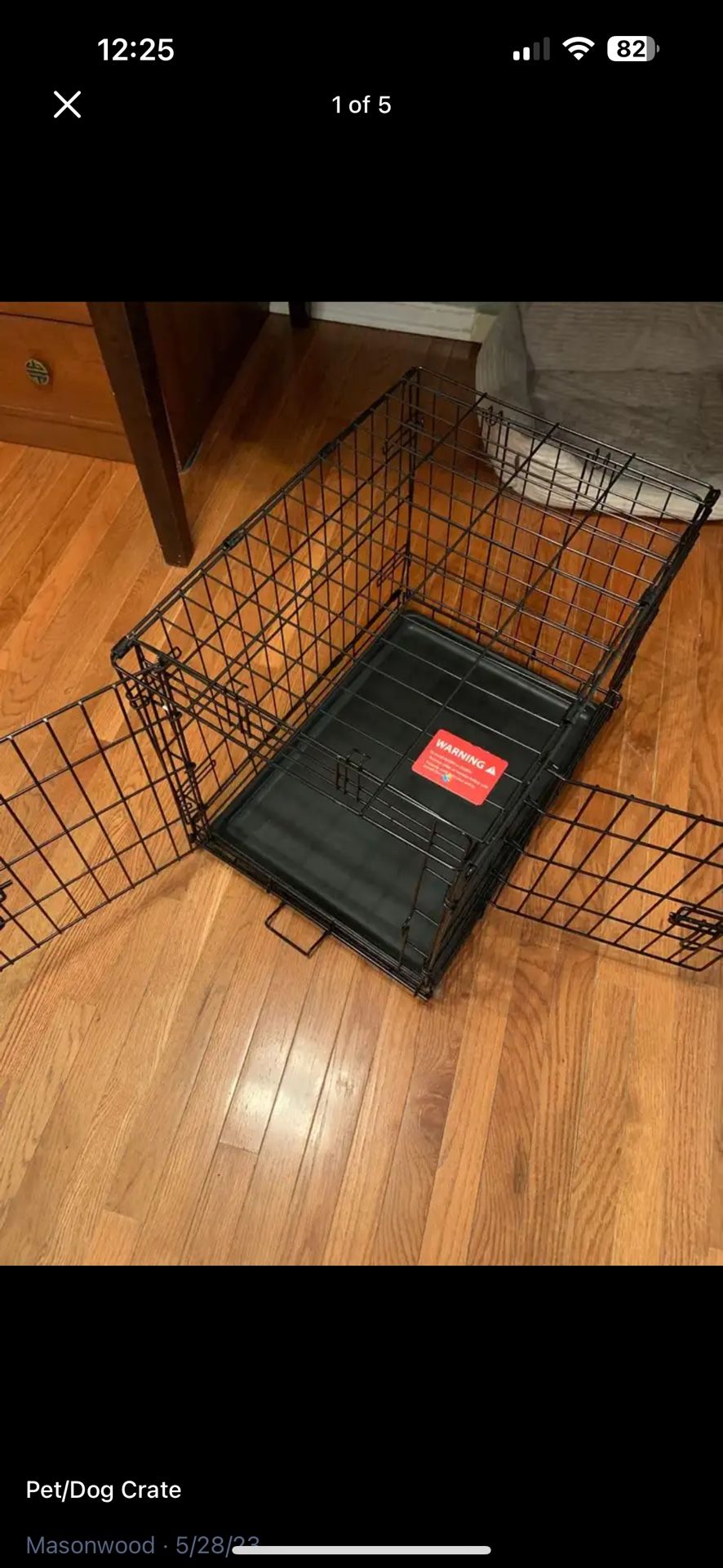 Dog Pet Collapsible Black Metal Crate Kennel