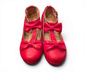 HILIB Woman's Low Heel Vintage Lolita Shoes Cute Bowknot M