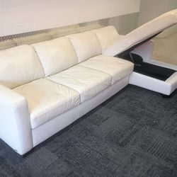 Expensive Natuzzi Leather Special Edition Sectional Couch With Pullout Bed And Storage ! Couch Could Be Touched Up And Bed Needs To Be Fixed. As Is.  