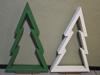 Handmade All Wood Tree Set For Sale. Each one is 34" tall x 4" wide and 21" long. 