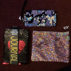 Girls Accessories: Sequin Notebook + Wristlet 