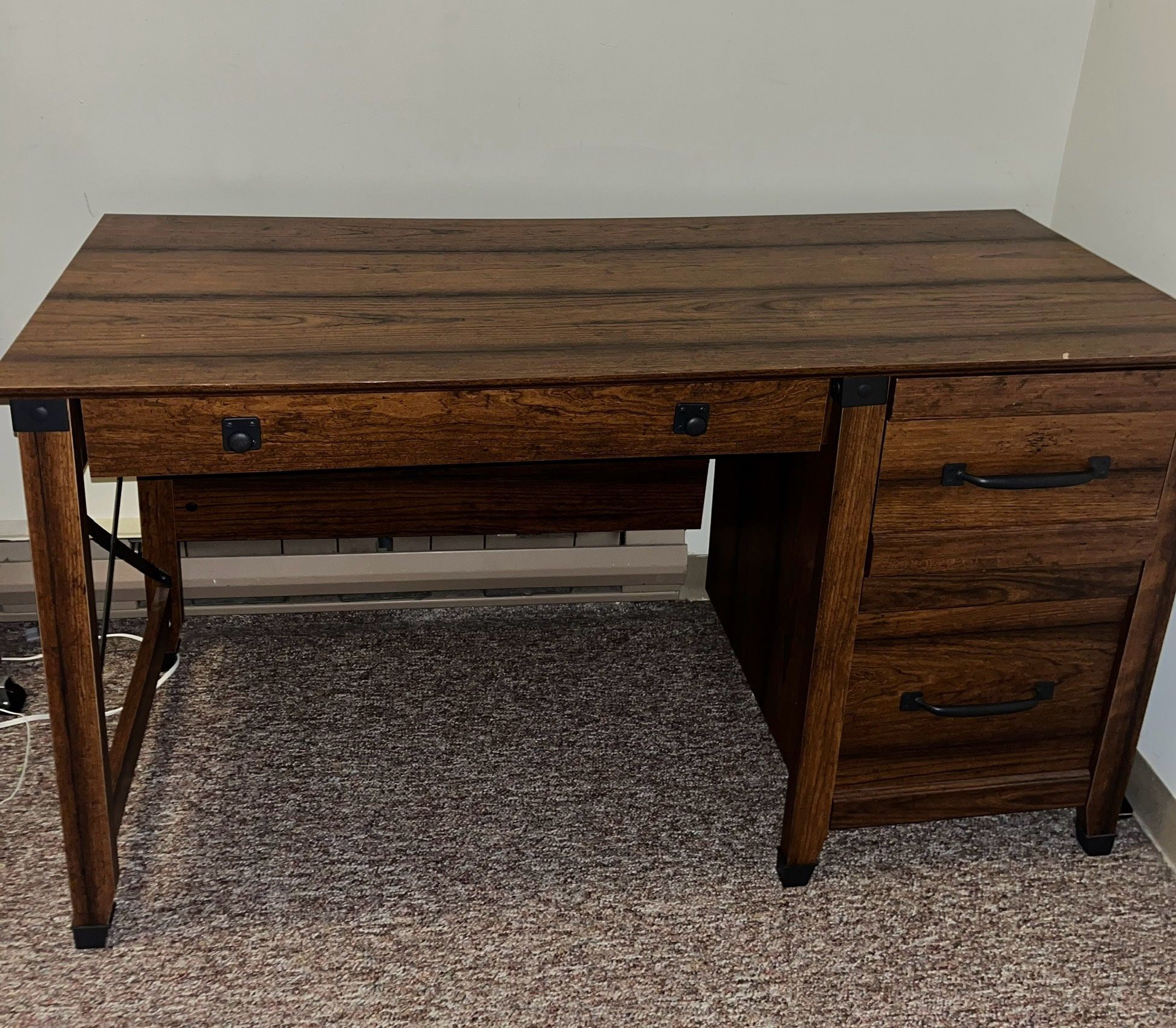 Rectangle 3 Drawer Wood Desk