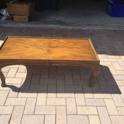 Antique Coffee Table Walnut Glass Top