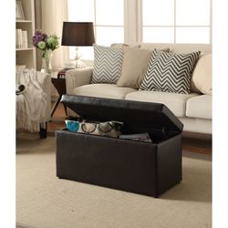 30-inch Hinged Storage Ottoman, Brown