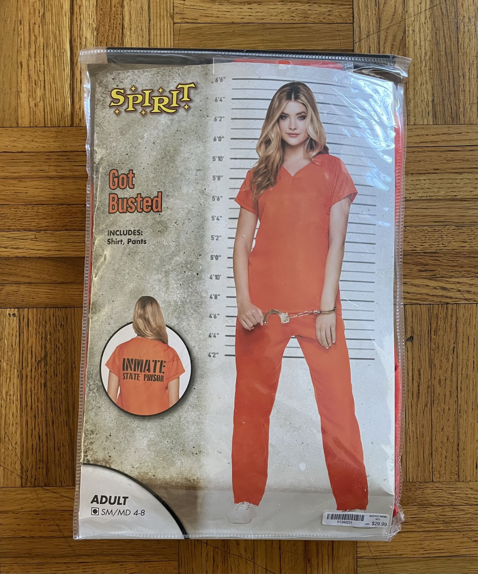 Costume “Got Busted” Jail Inmate Adult SM/MD