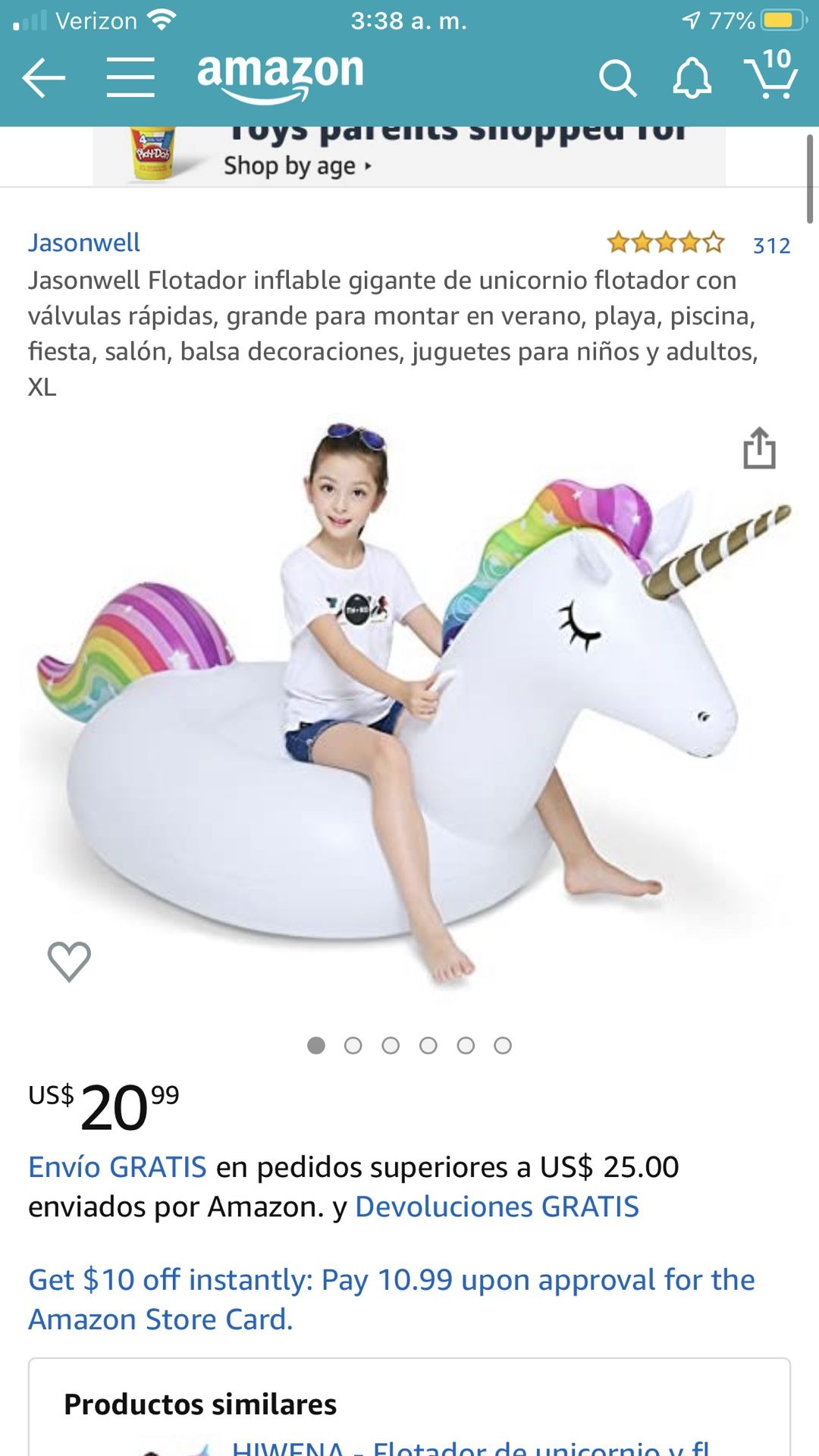 Inflatable pool tube unicorn