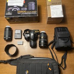 Nikon D5600 Bundle, 3 Lenses, Backpack, 2 Batteries 