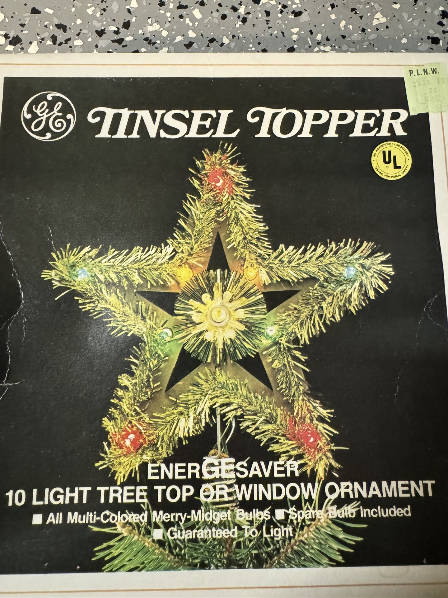 Vintage 8" Gold 11 Light 5 Point Double Star Christmas Tree Tinsel Topper