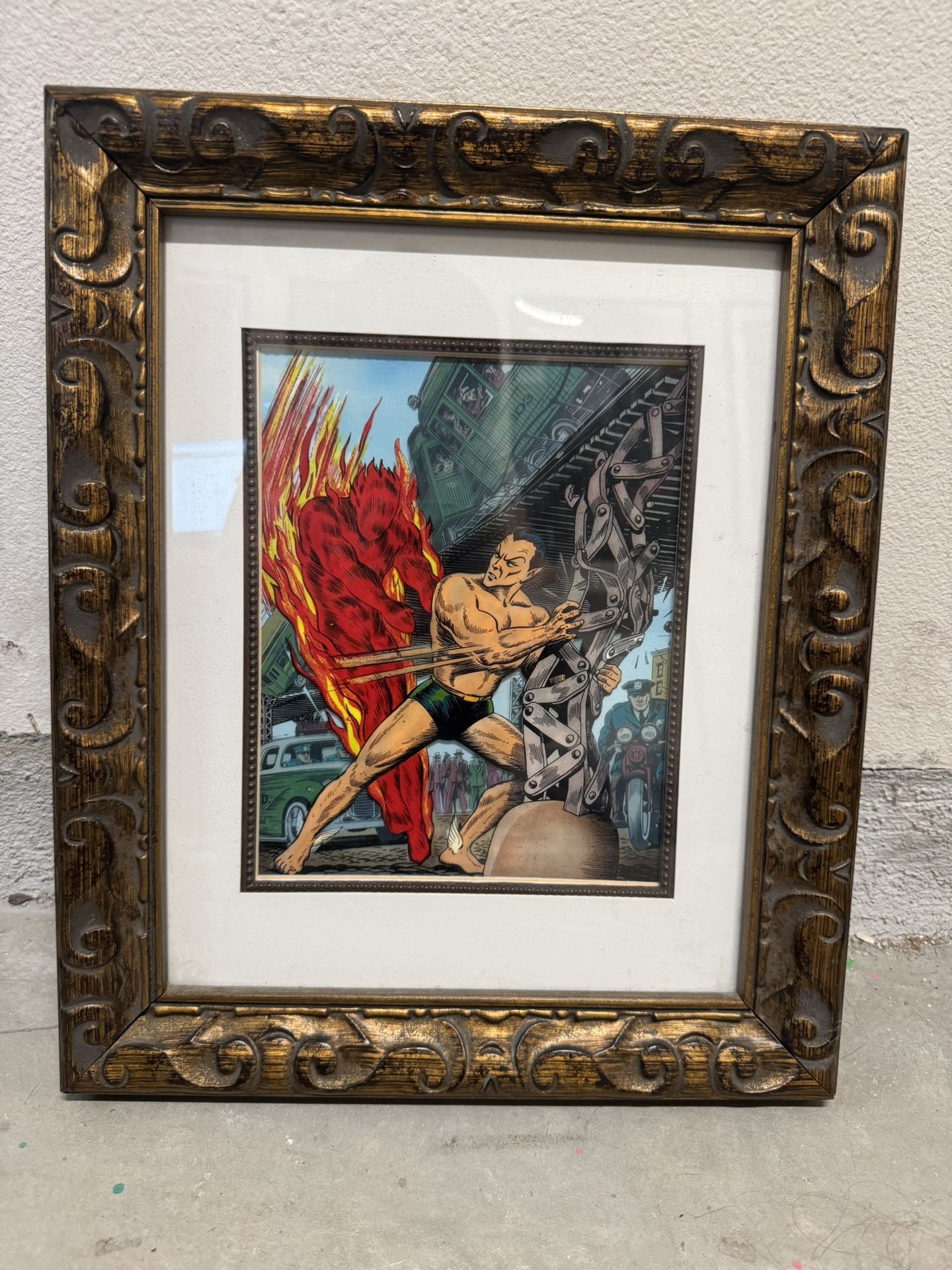 Framed Print Of Marvel Mystery #9 Cover (Namor Vs Human Torch)