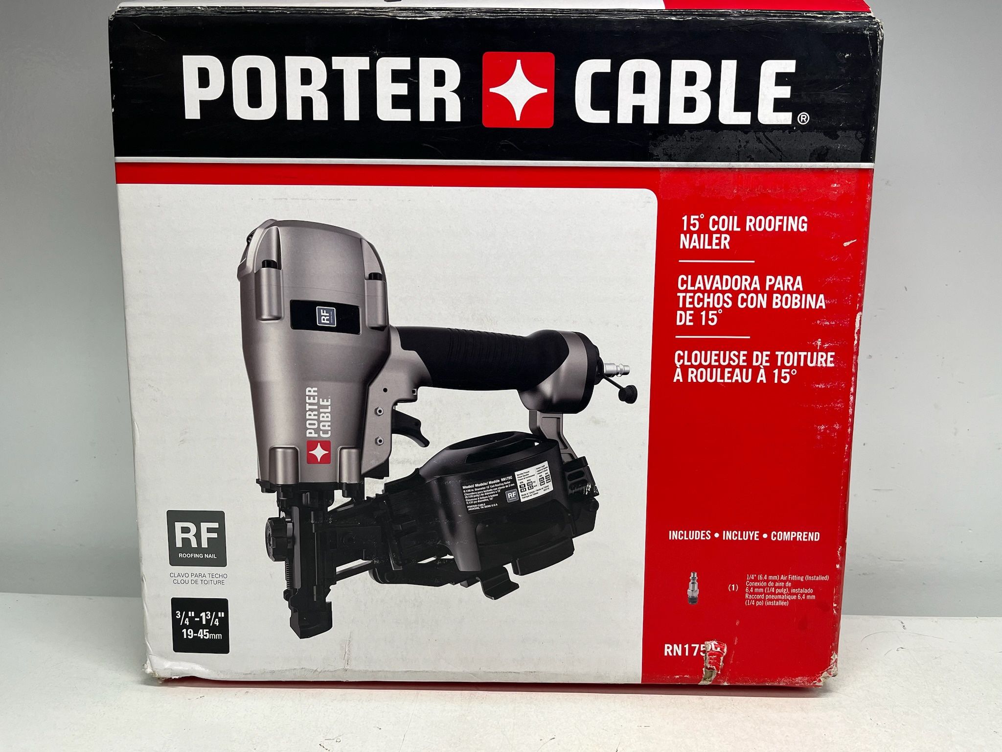 Porter Cable 15-Degree Pneumatic Coil Roofing Nailer RN175C 