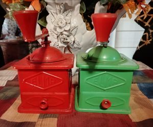 $80 EACH VINTAGE TIN ELMA COFFEE MILL FROM SPAIN