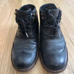 Wolverine 1000 Mile Wesley Black Leather Boots Men's Size 9 Worn Distressed Look
