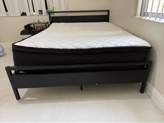 Full bed frame with lightly used mattress