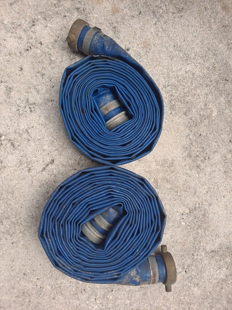 Flat flat hose discharge pool pump, Is male and female connections. 49'