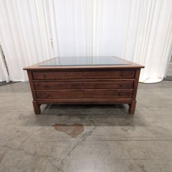 Bob Lexington Traditional Brown Wood Coffee Table with Ornate Mirror