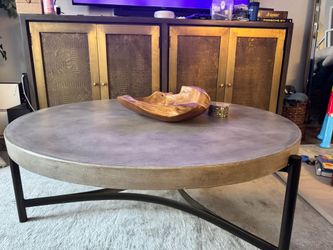 Stone Coffee Table with Antique Bronze Metal Base