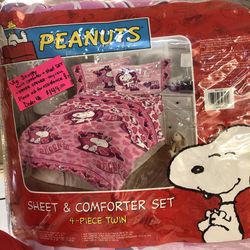 Peanuts Snoopy comforter set = Twin sheets + pillow case