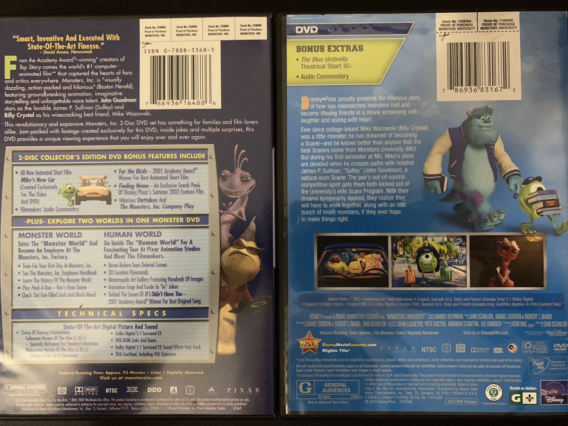 Disney's MONSTERS, INC/MONSTERS University Double Feature (DVD) for Sale in  Coppell, TX - OfferUp