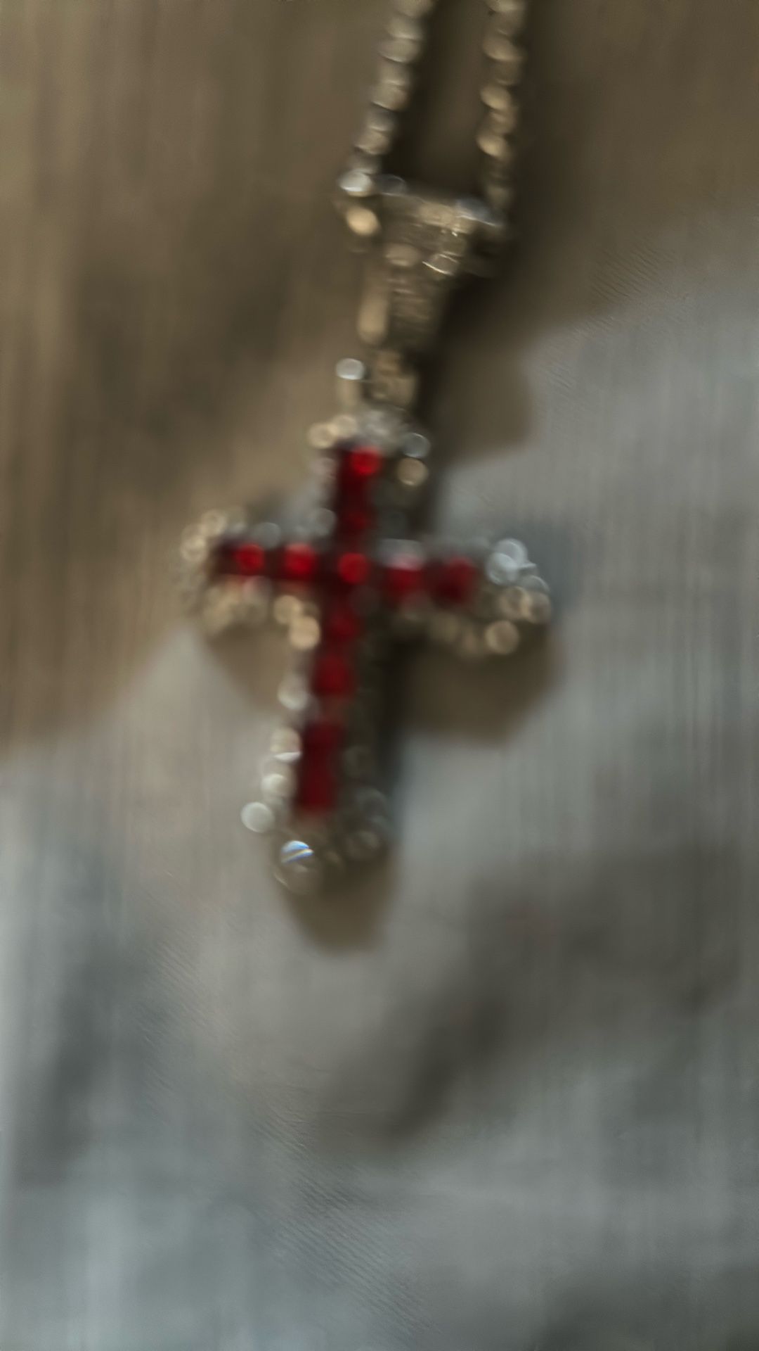 Iced Red Cross Necklace