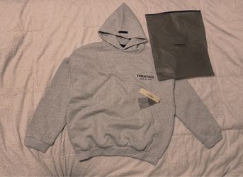 ESSENTIALS Fear of God Gray Fleece Pullover Hoodie Logo Accent Size LARGE