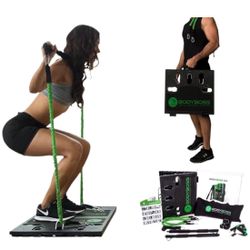 BodyBoss Home Gym  - Full Portable Gym Home Workout Package, Includes 1 Set of Resistance Bands (2) - Collapsible Resistance Bar, 2 Handles + More 