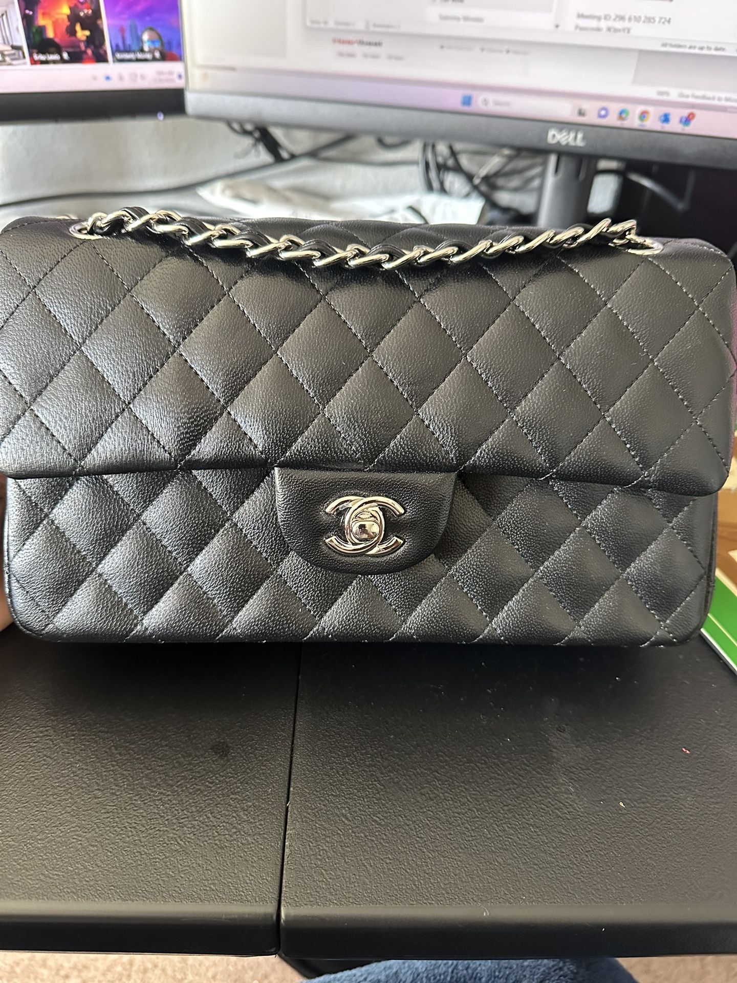 Black Lambskin Silver hardware Chanel Double Flap