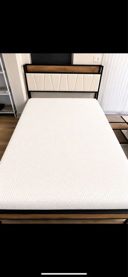 Queen IKEA Bed Frame + Foam Mattress w/ USB & Outlets