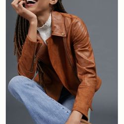 NWOT Anthropologie Robyn Women’s Faux Leather Moto Jacket Size XS