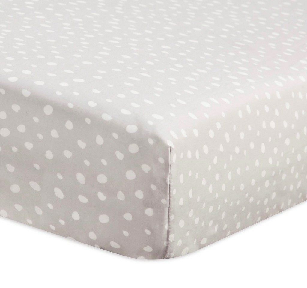 New grey and white polka dot fitted crib sheet baby bed