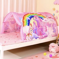 Bed Tent for Kids Lucky Castle Bed Tent Foldable Play House for Children Play Tents for Girls Boys Sleeping Canopy Playhouse