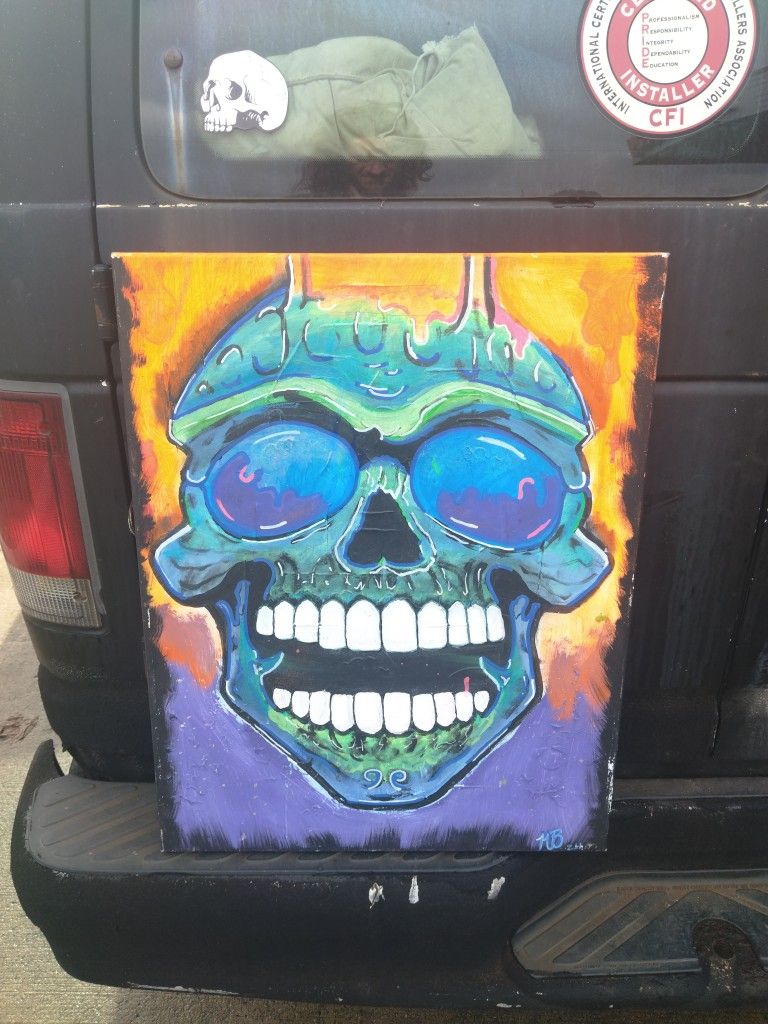 Neon Skull Painting