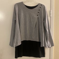 Double Layered Top, Gray & Black, Sz L Or Maternity 