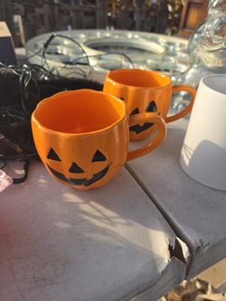 Pair Of Jack-o'-lantern Mugs