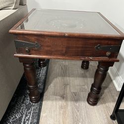 Omani Antique Panel Glass Top Coffee/End Tables