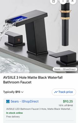AVSIILE 3 Hole Matte Black Waterfall Bathroom Faucet