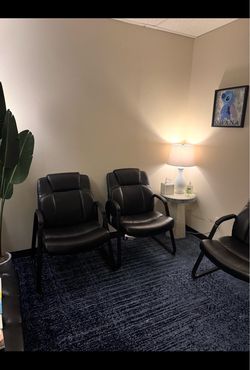 Set of 3 Black Leather Office/Guest Chairs