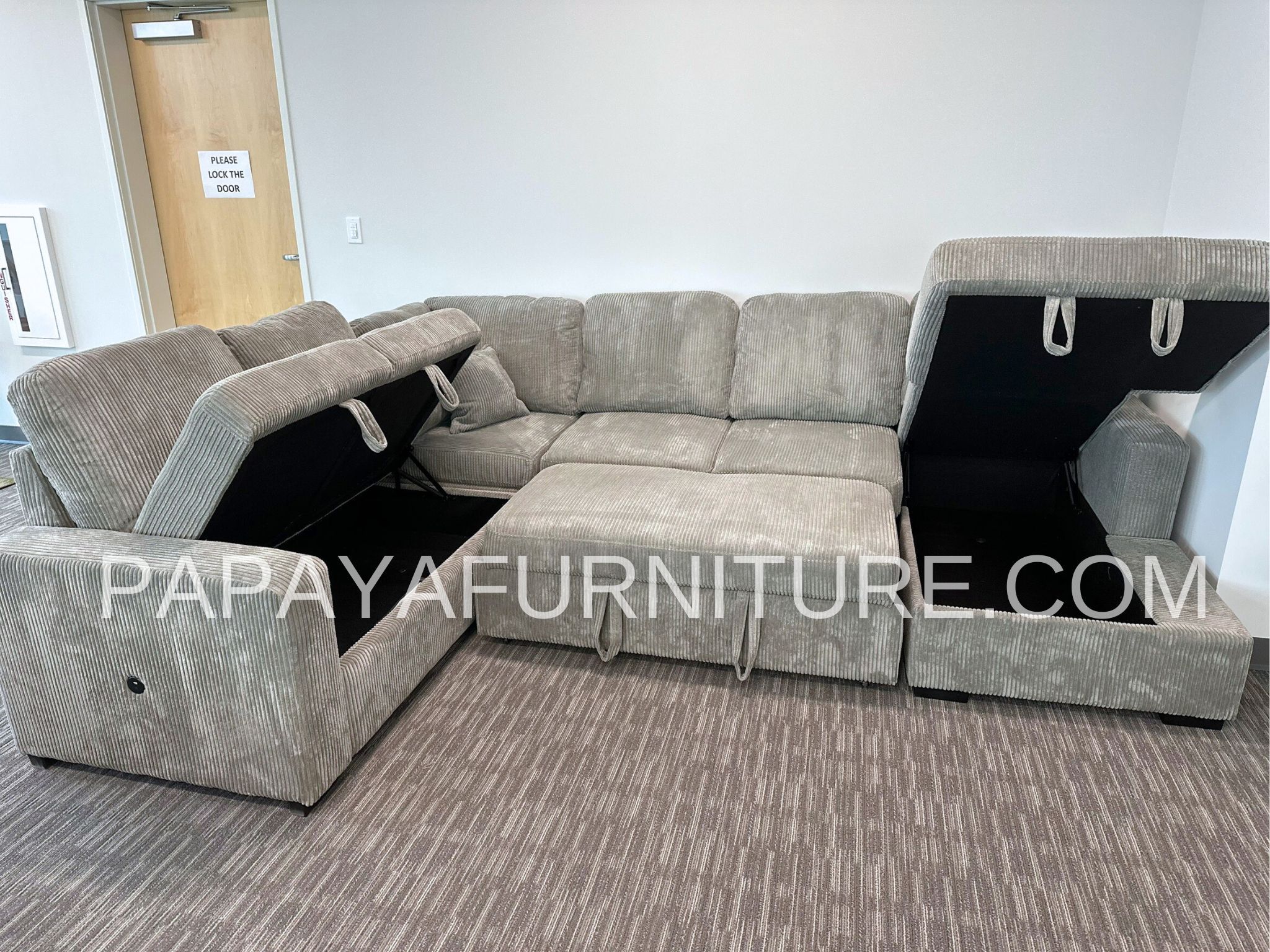 New! Large Sectional Sofa Bed, Plush Sectional Sofa Bed, Sleeper Sofa, Couch, Sectional, Grey Sectional Couch, Gray Sofa Bed,Corduroy Sleeper Sofa Bed