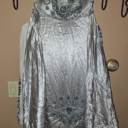 Vintage 90s Y2K Sue Wong Floral Mesh Beaded Silk Slip Dress Pink Size 6 $100