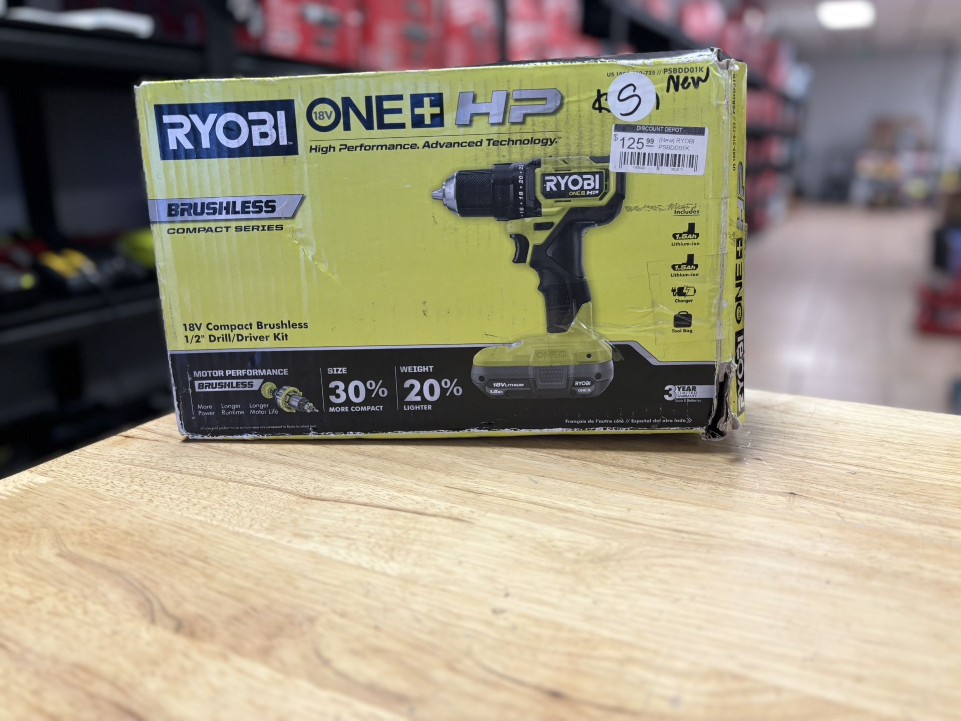 RYOBI ONE+ HP 18V Brushless Cordless Compact 1/2 in. Drill/Driver Kit with (2) 1.5 Ah Batteries, Charger and Bag