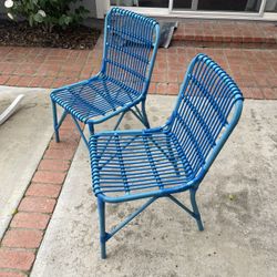 Blue Metal Outdoor Dining Chairs