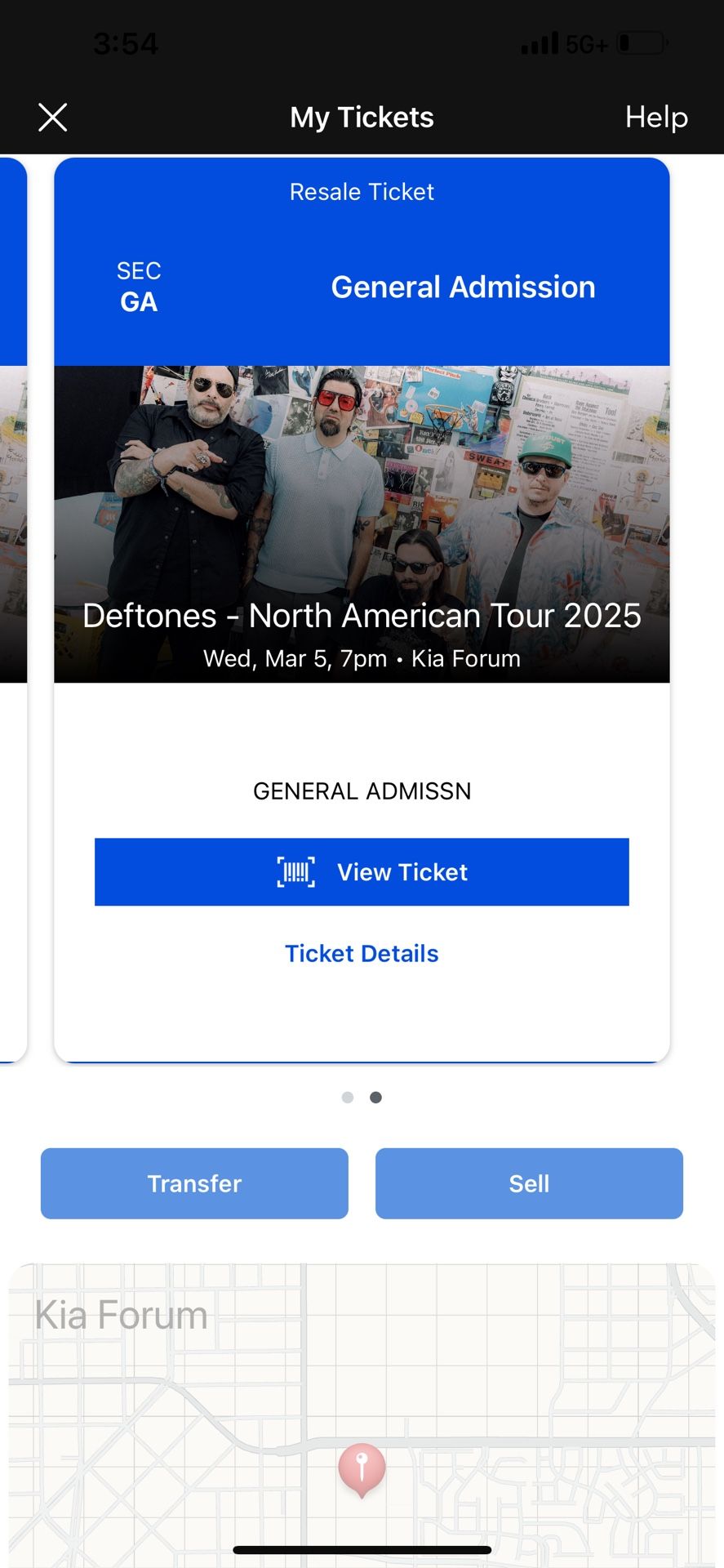 Deftones GA Ticket @Kia Forum