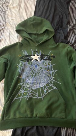 Sp5der Green Hoodie Spider Web Graphic
