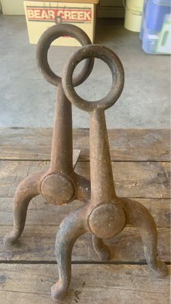 Vintage Cast Iron Andirons 15” tall