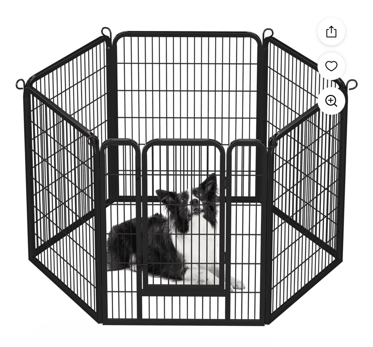 40"H 6-Panel Foldable Steel Dog Playpen for Medium Large Dogs, Black