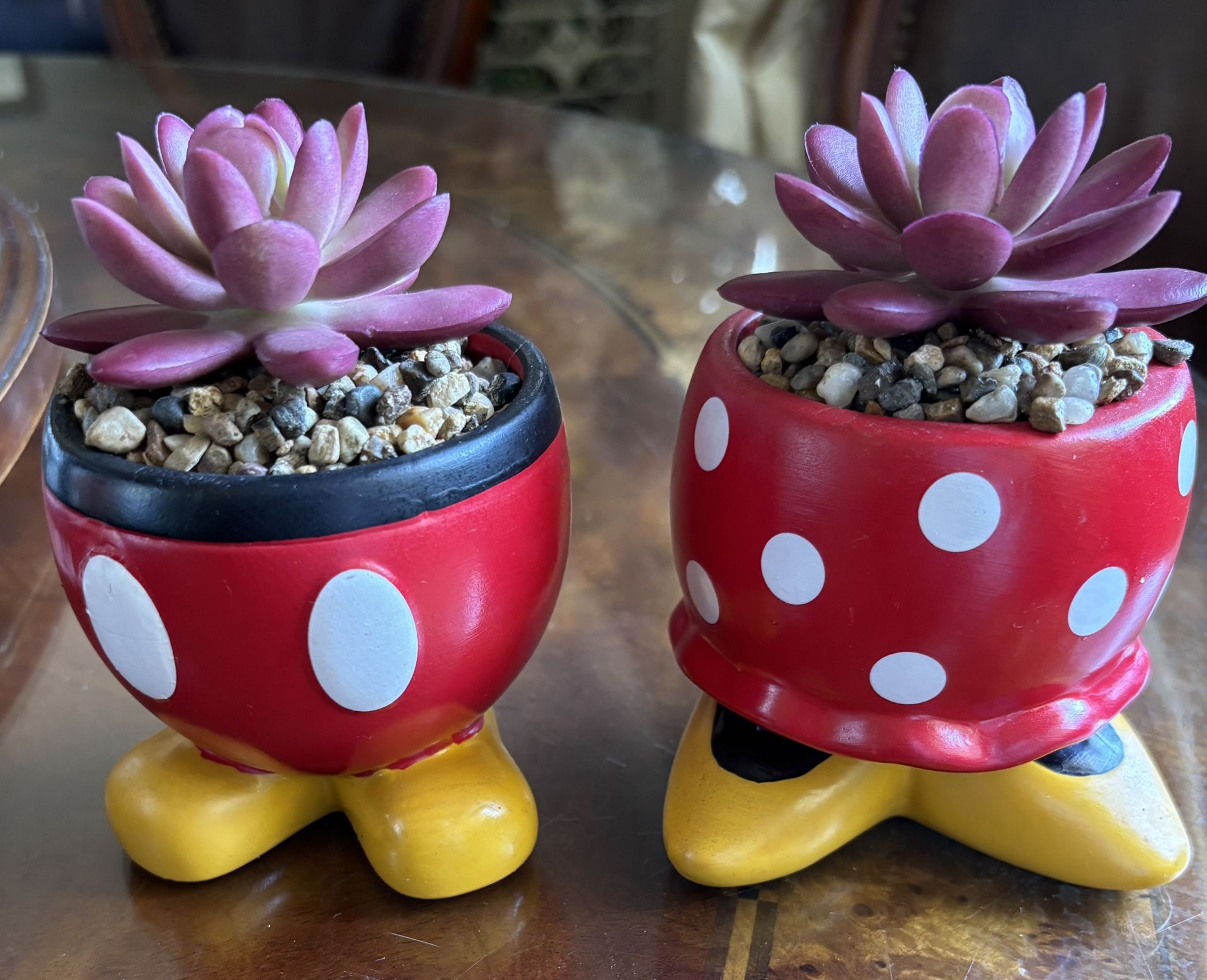Disney Mickey And Minni Mouse Faux Plants Set Decor
