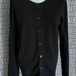 Size L Black Cardigan Button-up Sweater