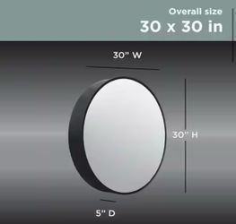 Round Black Matte 30in W x 30 in medicine cabinet