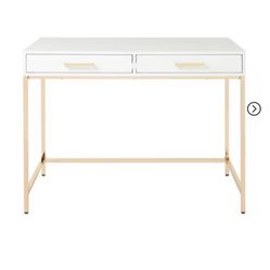 white with gold metal frame desk 2 drawer modern office furniture 30in x 42in x 21in home office