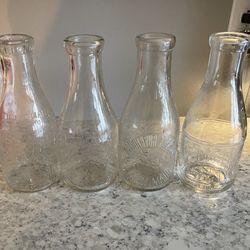 4- Vintage Deteoit Glass Milk Jugs $45