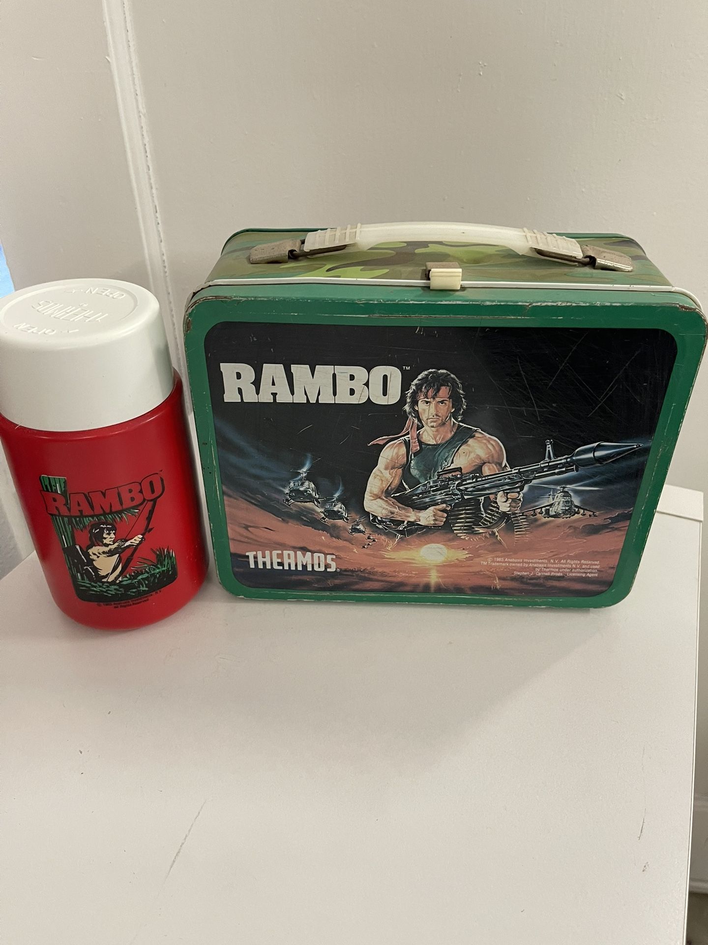 VINTAGE THERMOS RAMBO LUNCH BOX WITH THERMOS